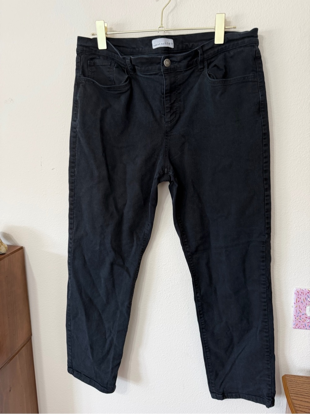 The Loft HEMMED black jeans size 14 - Picture 7 of 8